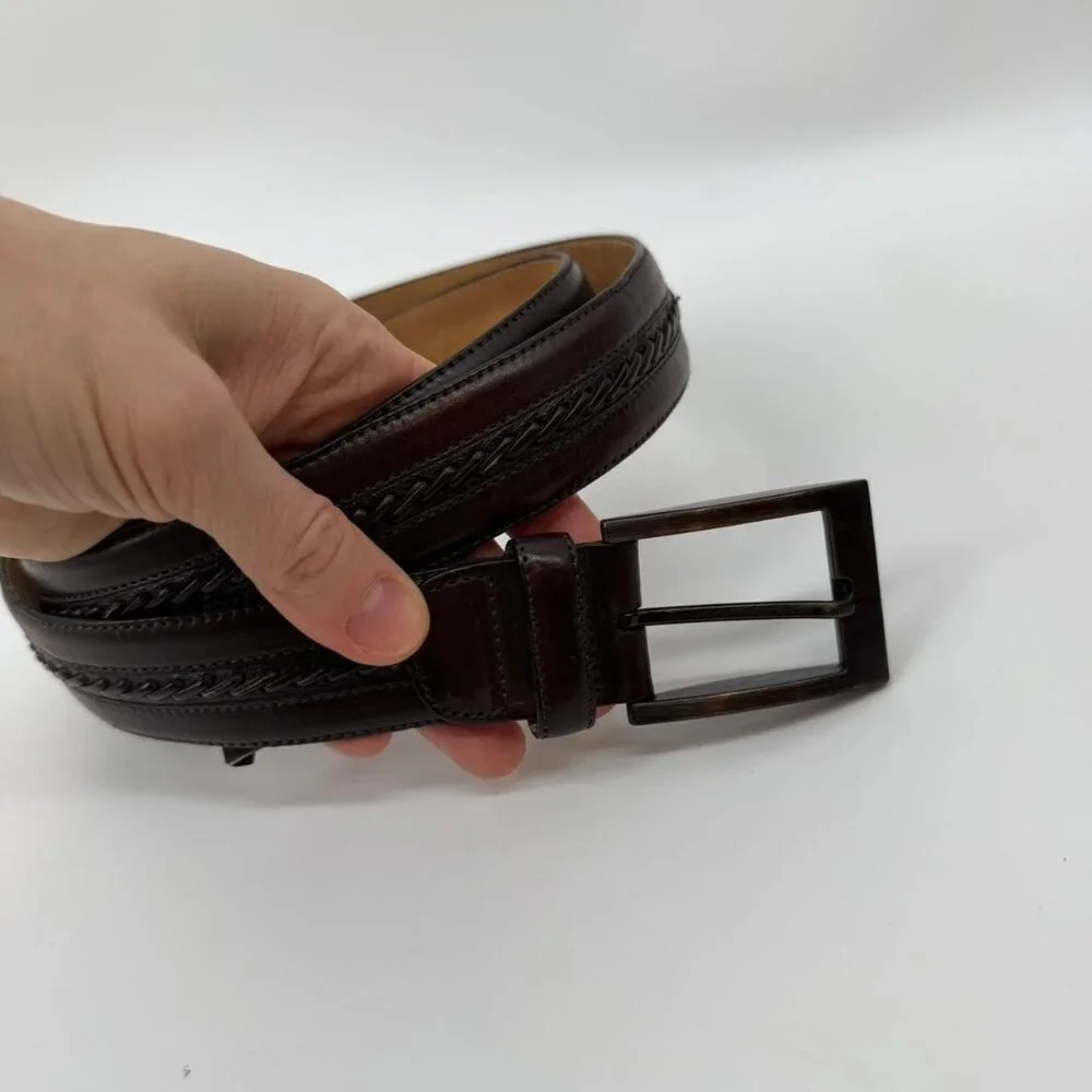 Mezlan Men’s Brown Leather Belt Made in Spain Size 42